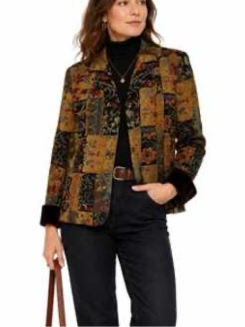 Coldwater Creek Multicolor Patchwork Floral Blazer Jacket - Women's size SP
